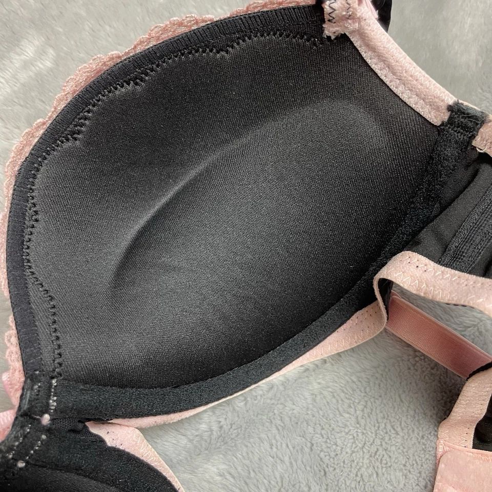 Victoria's Secret сексуальный маленькая вещь бюстгальтер 32D черный розовый русалка литой пуш-ап - Изображение 3 из 4