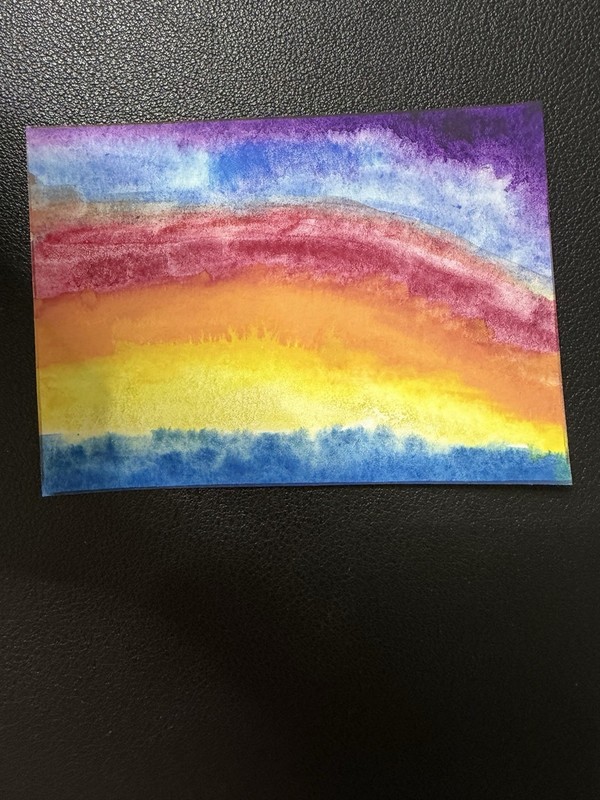 ACEO, abstract sunrise watercolor painting, art card, original, OOAK, handmade.