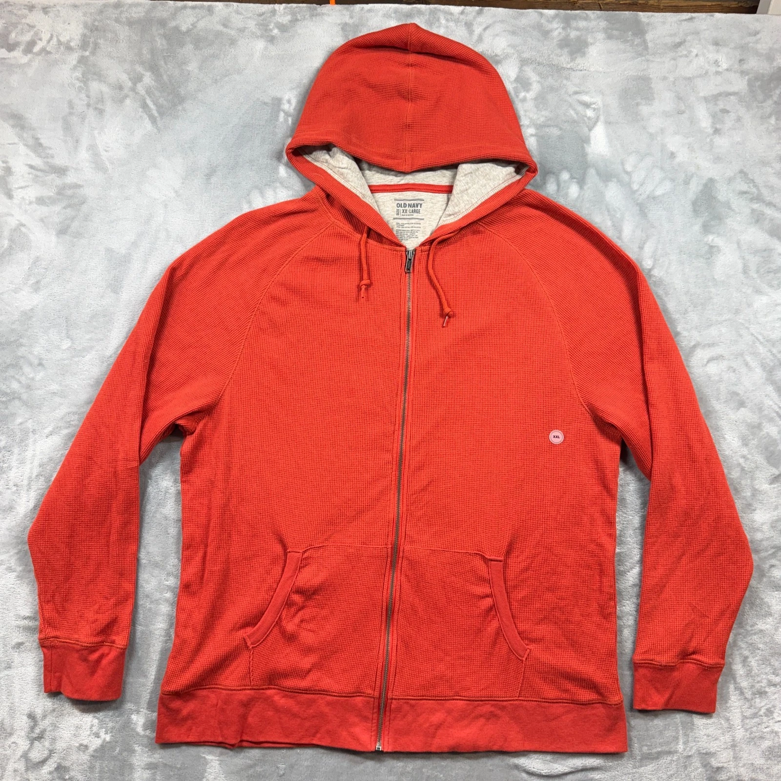 Old Navy Full Zip Thermal Hoodie Men's XXL Orange Cotton blend