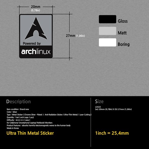 Powered by Arch Linux Metal Decal Sticker - 第 3/6 張圖片