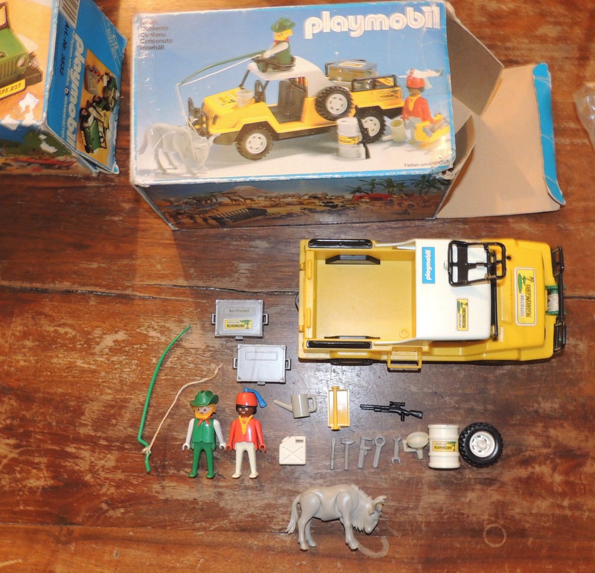 Lot Playmobil Vintage Safari - Malle Grise Congo Famobil (réf. 3413, 3414, 3528, 3532) - Occasion