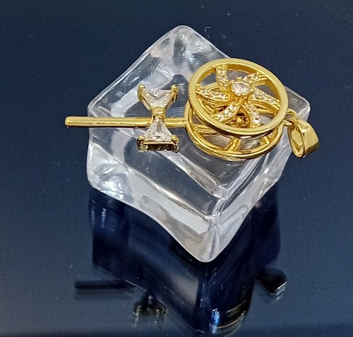 Impresionante colgante de filigrana italiano simulado diamante de 18 quilates relleno de oro 18 quilates 30 mm - Imagen 6 de 8