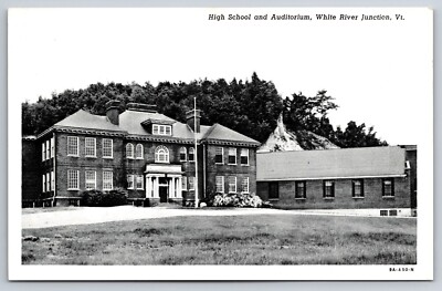 High School & Auditorium White River Junction Vermont Vintage Postcard B&W