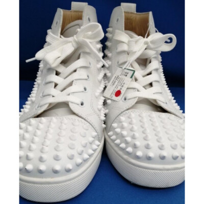 Christian Louboutin LOUIS FLAT CALF/SPIKES in White, US 9.5