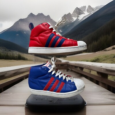 Vtg’03 Adidas 042437 High Top Red White Blue Men’s Size Leather  Sneakers