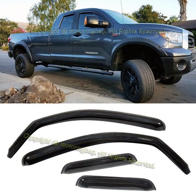 For 07-20 Toyota Tundra Double Cab IN CHANNEL Side Window Visors Smoke