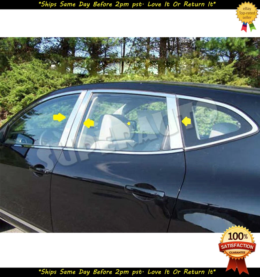 Espejo retrovisor cromado poste de pilar de acero inoxidable para Nissan Rogue 2008-2013 6 piezas Foto 2 de 4