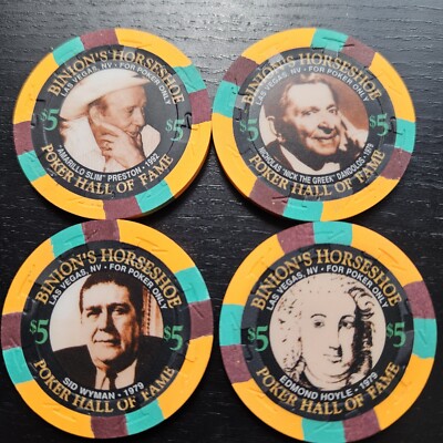 Binions Poker Hall Of Fame Limited Edition #/2000 Casino Chips Lot Of 4