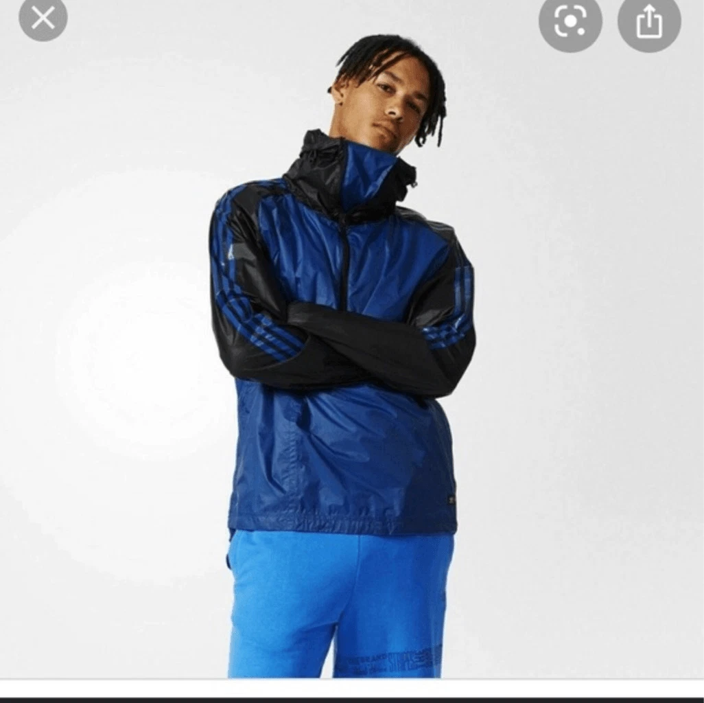 NEW Adidas Cougle Lightweight Half Zip Jacket Windbreaker Blue Black Large L Men