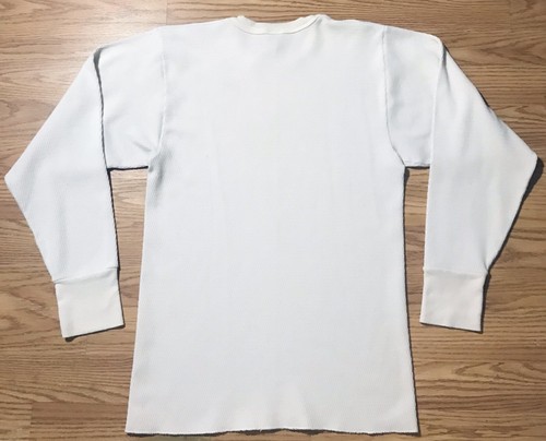 Vintage 80s Indera Thermal Shirt Mens Medium Blank White Waffle Knit Crewneck - Picture 2 of 11