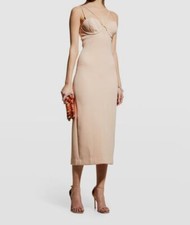  321 Misha Women's Beige Kai Midi Bodycon Dress Size 2