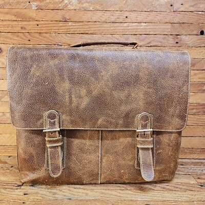 Ameri Leather Briefcase Satchel Messenger Laptop Shoulder Bag Tan Brown