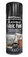 BLACK FABRIC SPRAY PAINT Flexible Leather Vinyl Textile Clothes Quick Dry 200ml