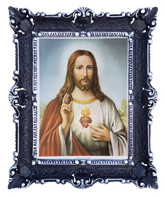 Tableau Jésus Christ Baroque Avec Cadre - 56x46 Cm - Reproduction Neuve - Décoration Murale