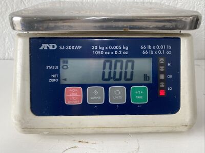 A&D SJ-30KWP, Compact Washdown Scale, 66 lb x 0.001 lb