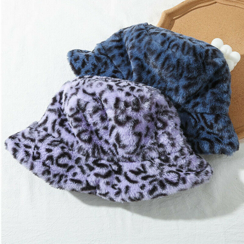 Cappello donna invernale soffice peluche secchiello donna leopardato caldo pelliccia sintetica pescatore berretti - Foto 5 di 22