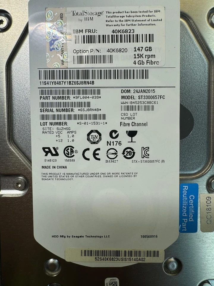 IBM 40K6820 40K6823 146.8Gb 147 GB 15K 4Gb/s Fibre Channel 3.5in HDD - Image 3 of 4