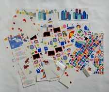 Vintage Mrs Grossman's Sticker Lot Summer Buildings Letters Shapes Food School