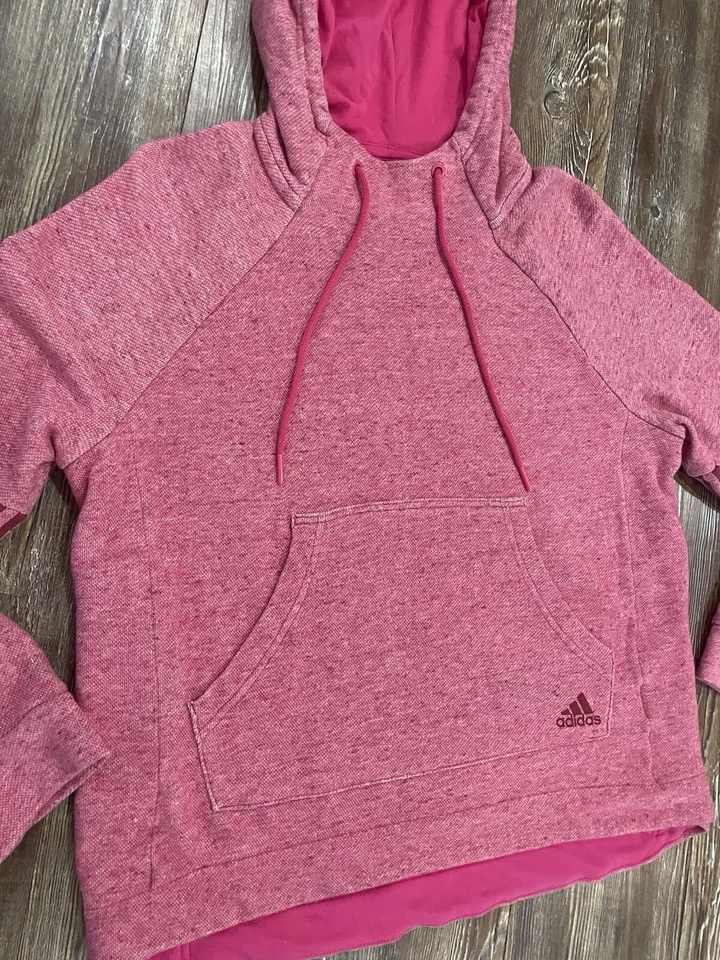 Adidas HoodieWomen's Size Large Pink Pullover Drawstring Yoga Workout Pilates - Image 4 of 4