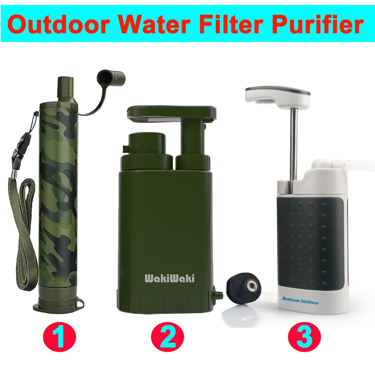 Bomba/paja de filtro de agua portátil para senderismo campamento viajes supervivencia uso de emergencia