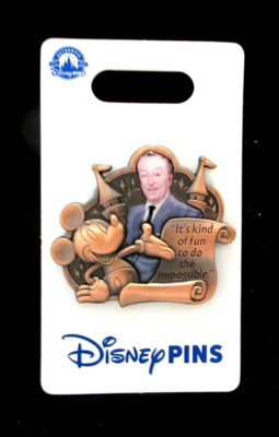 WALT DISNEY and MICKEY KIND OF FUN TO DO THE IMPOSSIBLE QUOTE SCROLL PIN- 167964