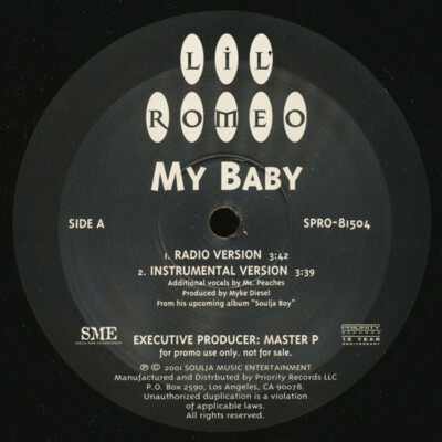 Lil Romeo - My Baby / VG+ / 12'''', Promo