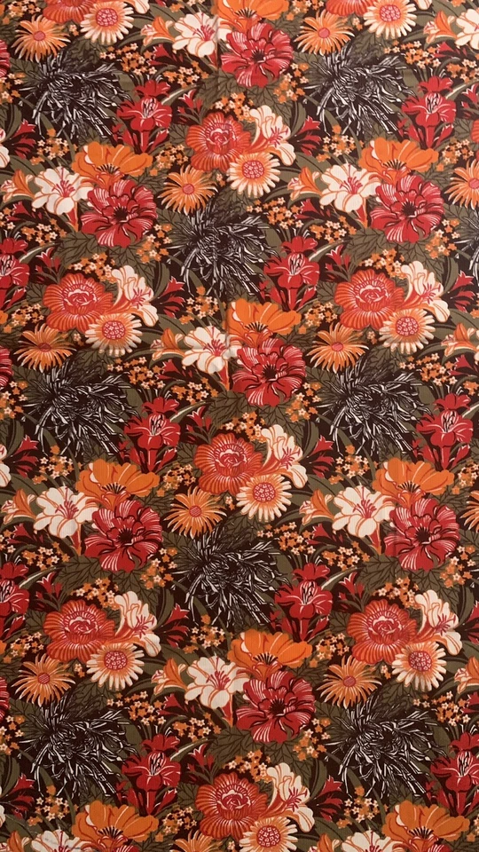 Vintage 60s 70s Soft Thin Bold Gothic Mid Florals Corduroy Fabric 58x30.5” - Image 2 of 4