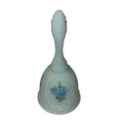 Vintage Fenton Hand Painted Floral Satin Blue Glass Bell Signed By Amy S.