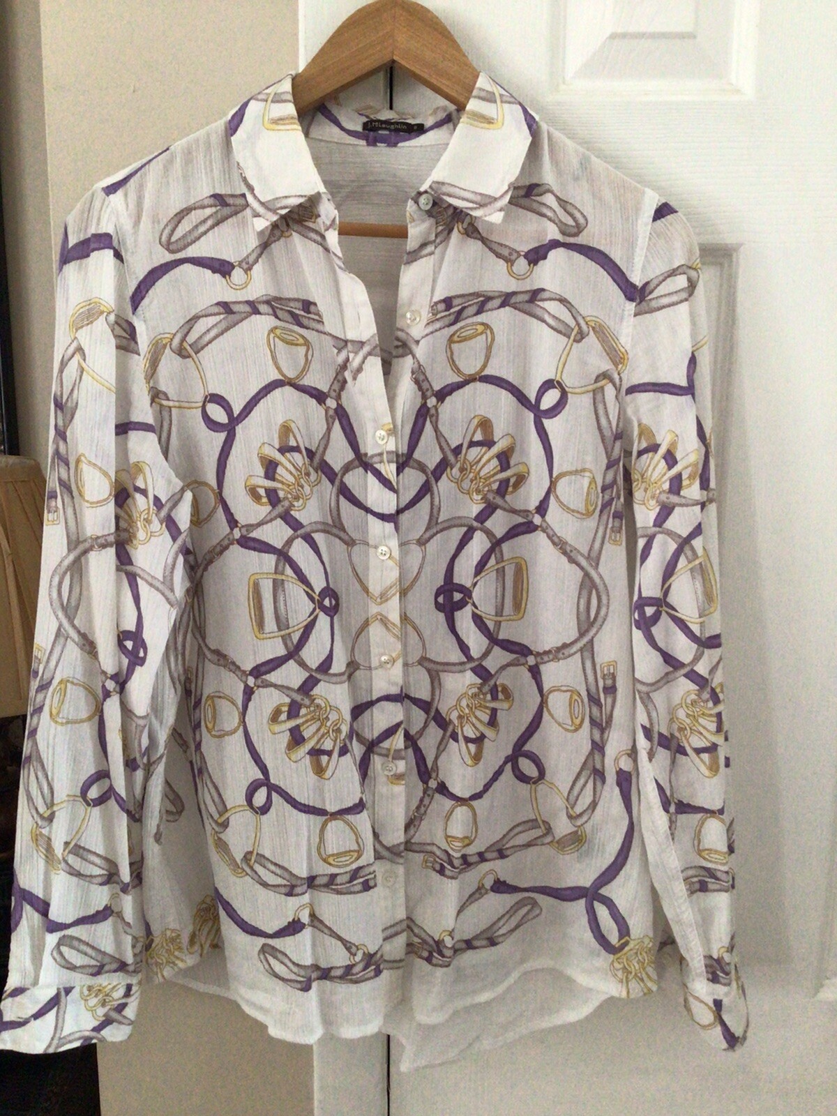 J. McLaughlin Equestrian Button Blouse - Women Si… - image 1