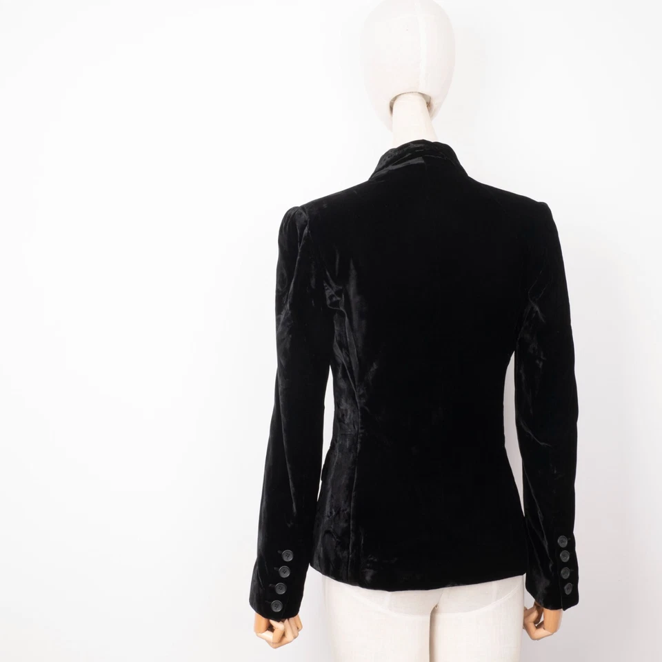 Blazer DOLCE&GABBANA Para Mujer Terciopelo Negro Clásico Sencillo Calce Ajustado S Foto 3 de 4