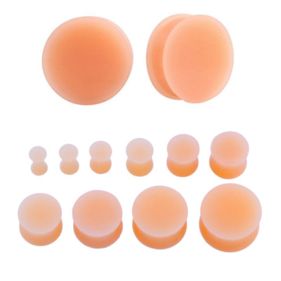 2X Silikon Flesh Tunnel Stopfen Hautfarbe Skin Silicone Ohr Plug Piercing 3-35mm