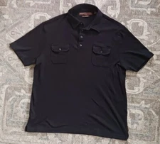 Perry Ellis Men's Large Black Polo Shirt  Luxury Pima Cotton Y2K Pocket Shirt 
