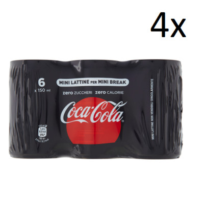 4 Coke Cola zero mini Dose ohne zucker Original taste Cola 6x150 ml Italian