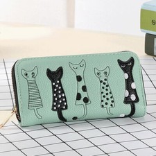 Long Wallet For Womens Cute Cats Purse Credit Card Holder Phone Pouch Handbag US