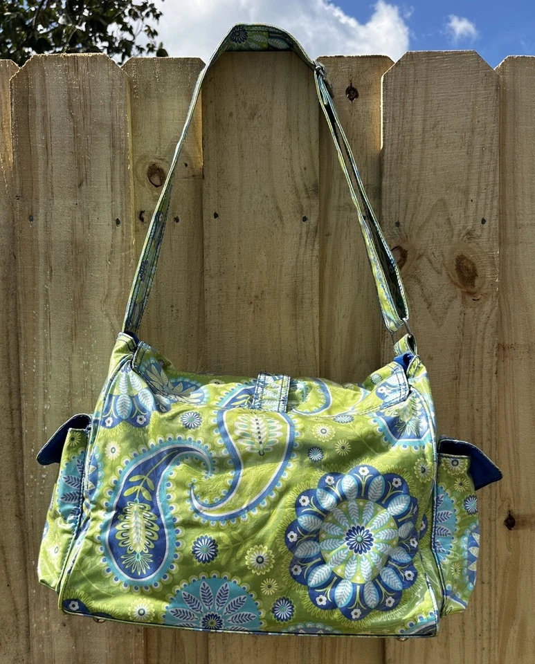 Bolso de Pañales Kalencom MIDI Hebilla Laminado Correa Ajustable Cartera Verde Cachemira Foto 4 de 4