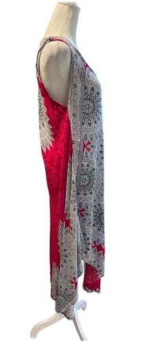 Bohemian Mandala Print ärmelloses Kleid mit Taschentuchsaum - Einheitsgröße - Bild 2 von 8