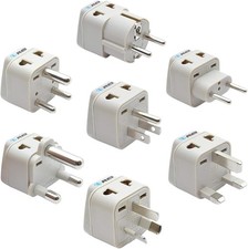 OREI 7pc World Travel Adapter Plug Set Safe Grounded - Beige