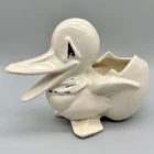 Vintage McCoy Pottery White Easter Egg Smiling Duck Bird Planter 7"
