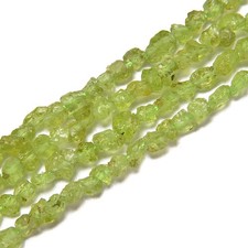 Peridot Rough Nugget Chunks Side Drill Beads Size 5-6mm 15.5'' Strand