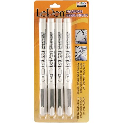 Uchida Le Pen Technisches Zeichenset 4/Pkg-.05mm,.1mm,.5mm,.8mm Schwarz - 4100-4A