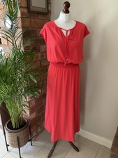 Phase Eight Red Summer midi Dress Size 10 soft Stretchy Casual holiday summer 