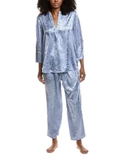 N Natori 2Pc Scroll Satin Jacquard Pajama Set Women's