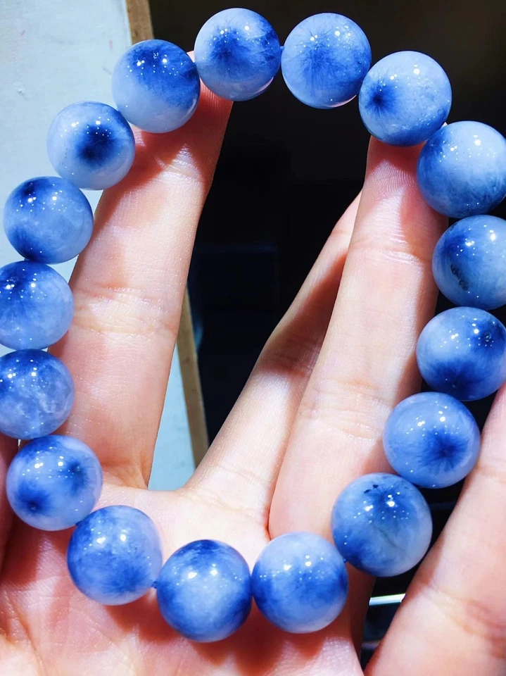 12.2mm 1pcs Natural Blue hair Rutilated Quartz Crystal Beads Bracelet - Image 2 of 4
