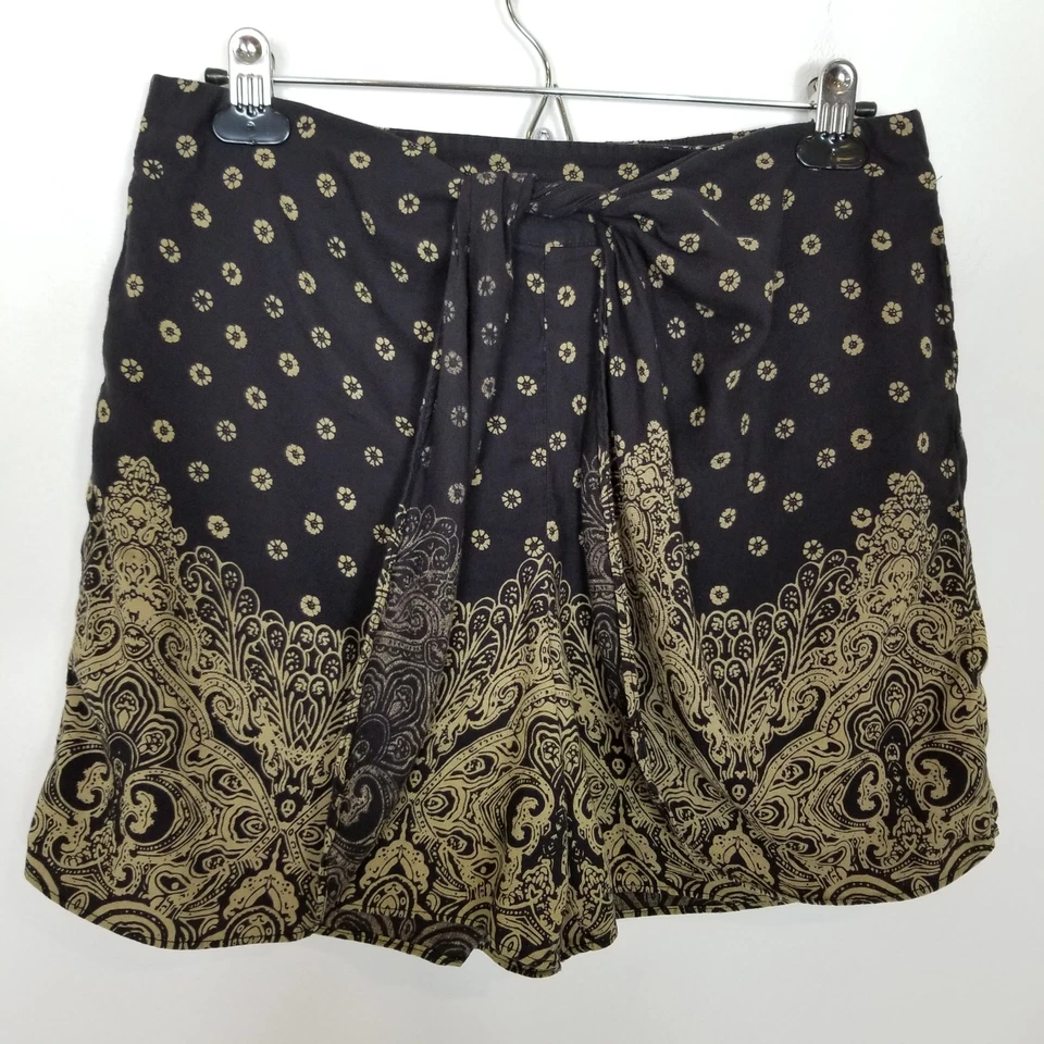 Pantalones Cortos Anthropologie Hei Hei Mujer Luna Paisley Corbata Frontal Talla S Boho Negro Marrón Foto 2 de 4