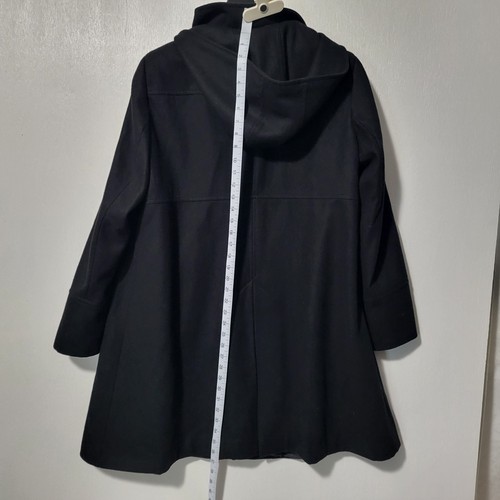 Abrigo Chaqueta de Invierno DKNY Mezcla de Lana Cintura Imperio Plisada con Capucha Talla 18w Negro - Imagen 9 de 18