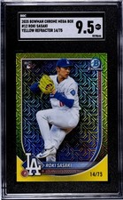 2025 Bowman Chrome Mega Box Roki Sasaki Yellow Refractor /75 SGC 9.5 (POP 1)