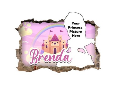 Personalisierte Prinzessin Schlafzimmer Wandbilder - 3D Vinyl Aufkleber individueller Name Sticker 36