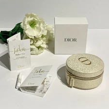 Dior Round Jewelry Travel TROUSSE Pouch Cosmetic Bag and 2 Dior Parfum Bonus New