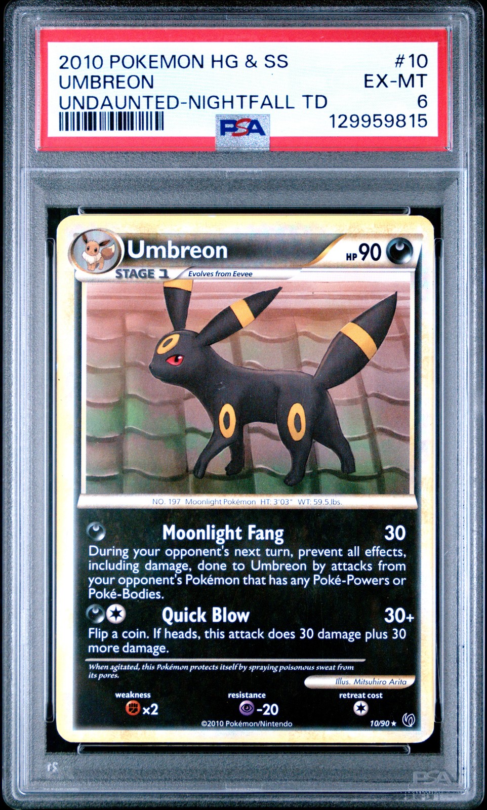 2010 POKEMON HEARTGOLD & SOULSILVER UNDAUNTED NIGHTFALL THEME DECK UMBREON PSA 6