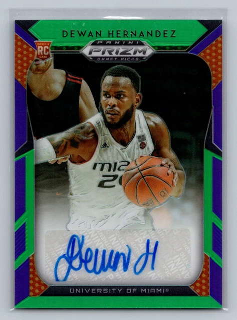 2019 Prizm Draft Picks Purple and Green /149 Dewan Hernandez #59 Rookie Auto RC